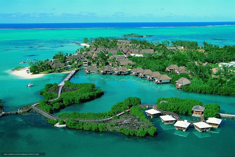 tropical island resort aerial view