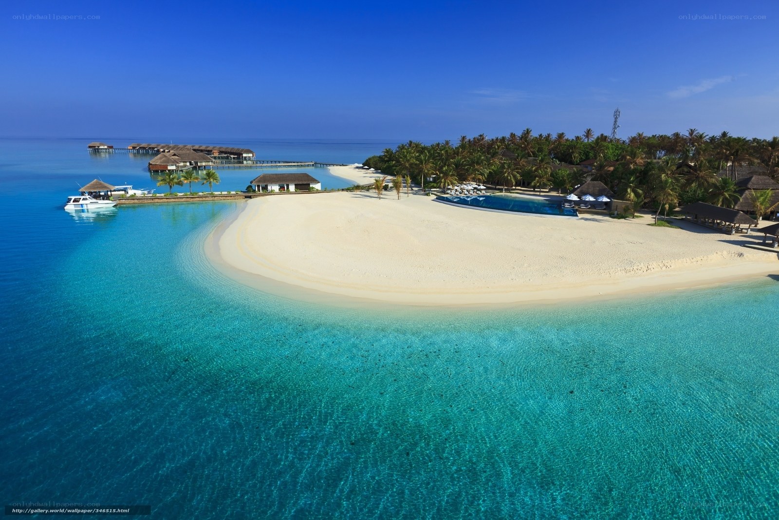 tropical island resort aerial view