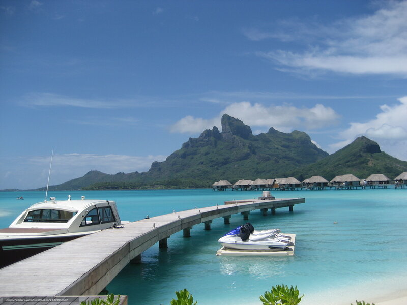Tropical Island Resort — Blue, Serene, Afternoon, Photograph, Dock