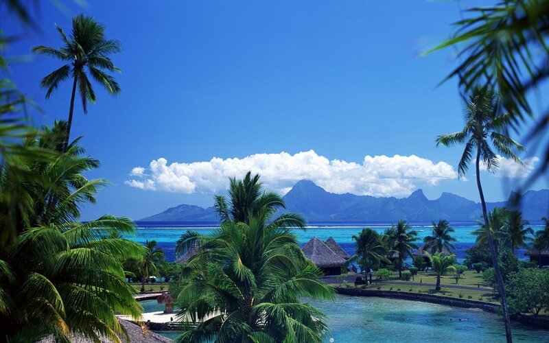 Tropical Island Resort — Blue, Serene, Afternoon, Photograph