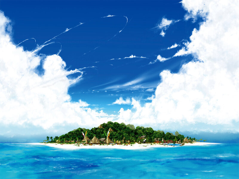 Tropical Island Resort — Blue, Serene, Afternoon