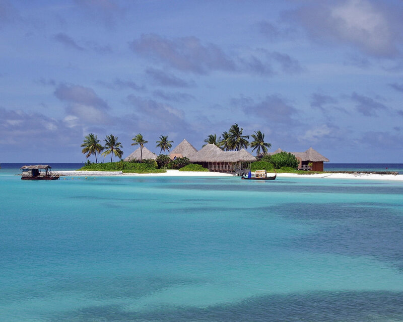 tropical island resort scene