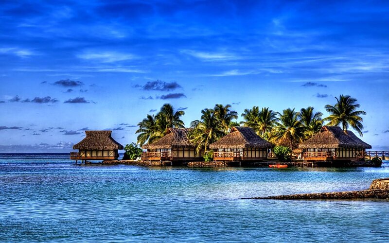 Tropical island resort villas