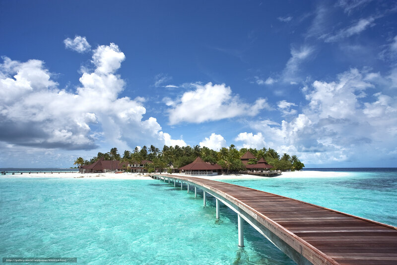 tropical island resort with pier