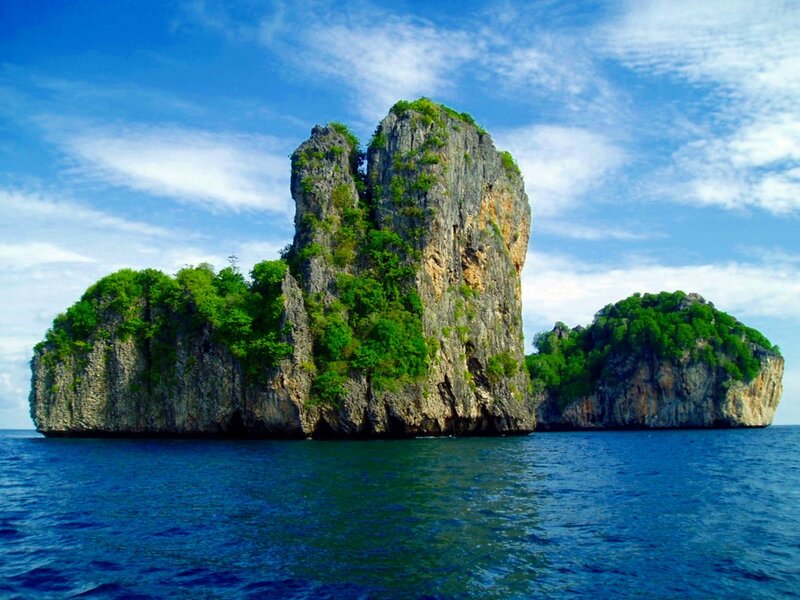 tropical island rock formations