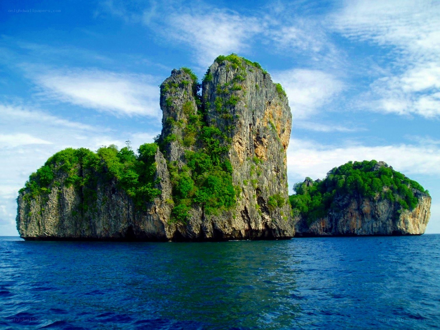 tropical island rock formations