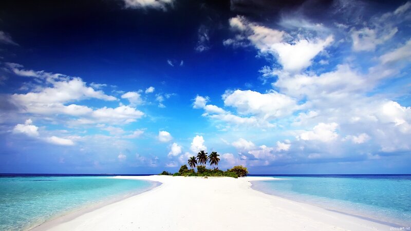 Tropical Island Sandbar — Blue