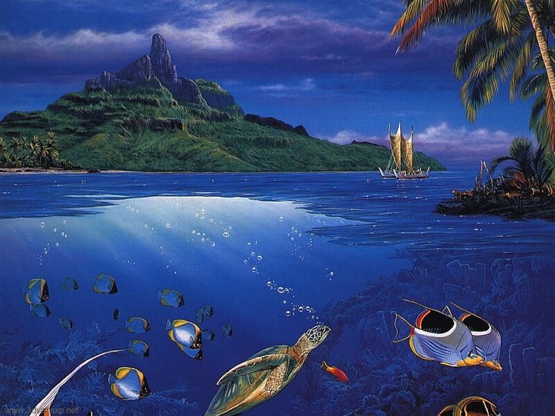 Tropical island seascape