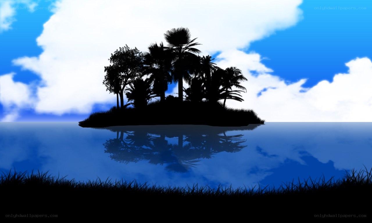 tropical island silhouette