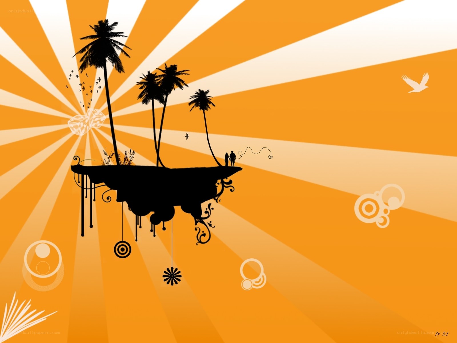 tropical island sunset art