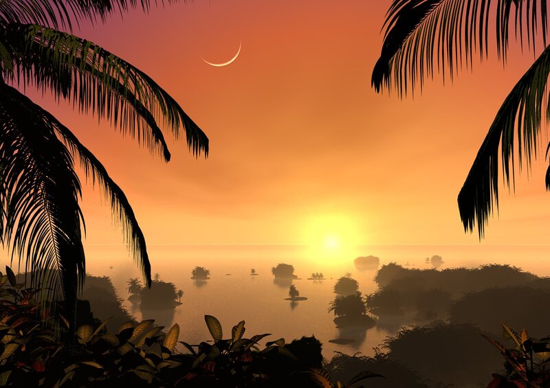 Tropical Island Sunset — Orange