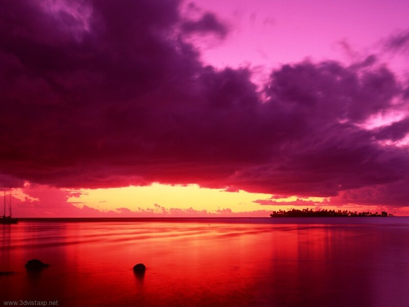 Tropical Island Sunset — Purple, Dramatic