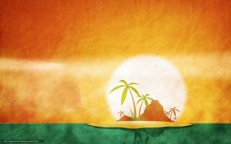 tropical island sunset