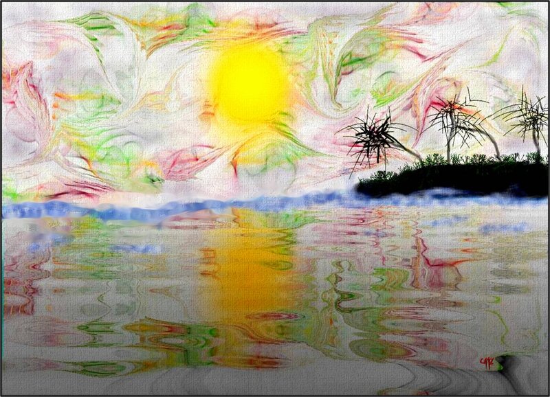 Tropical Island Sunset — Yellow