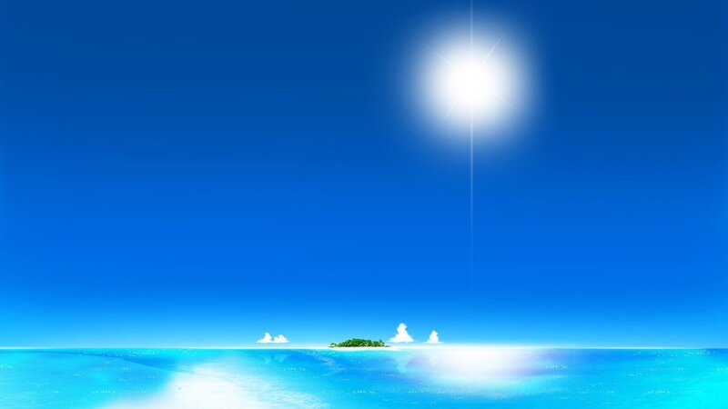 tropical island under bright sun