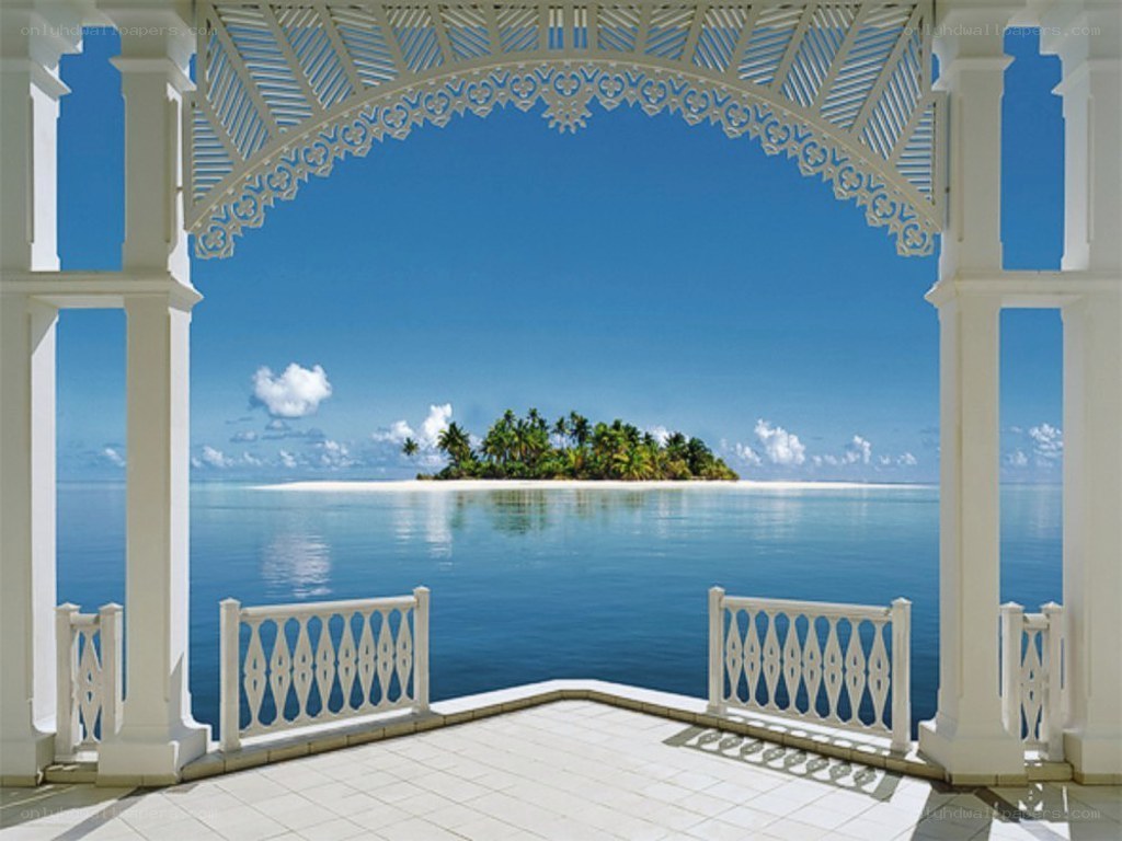 Tropical island view from gazebo