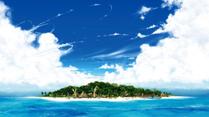 Tropical Island Village — Blue