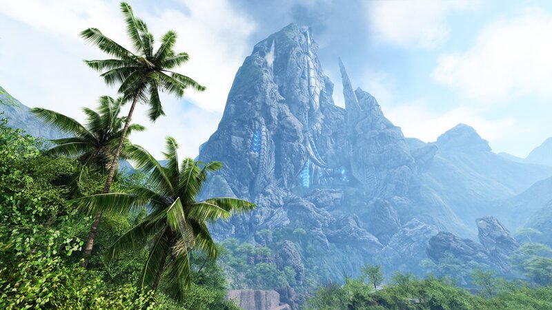 tropical island with alien structure