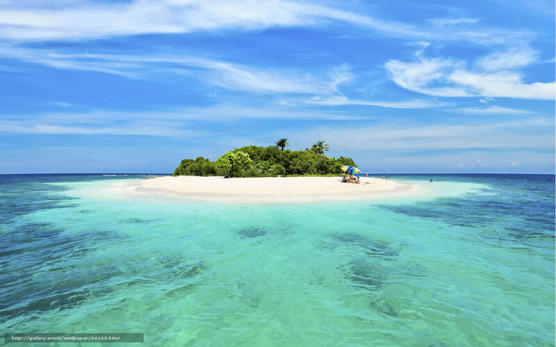Tropical Island with Beach — Blue, Serene