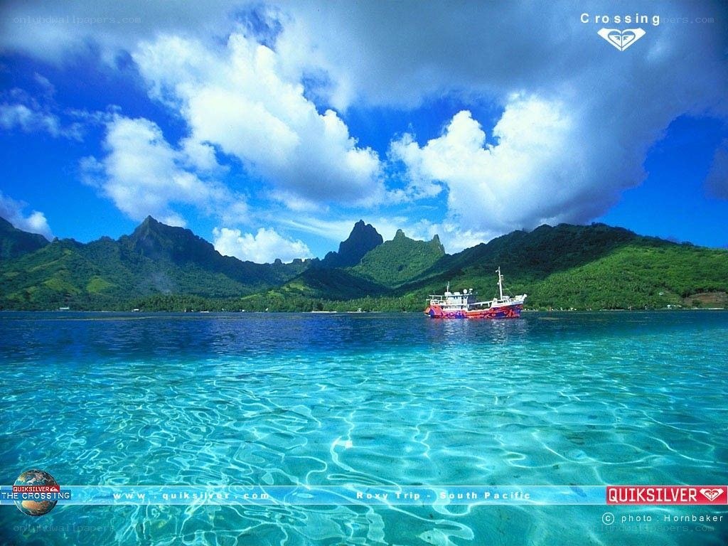 Tropical island with boat