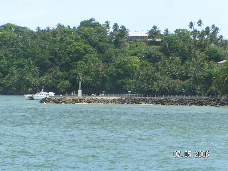 tropical island with boats