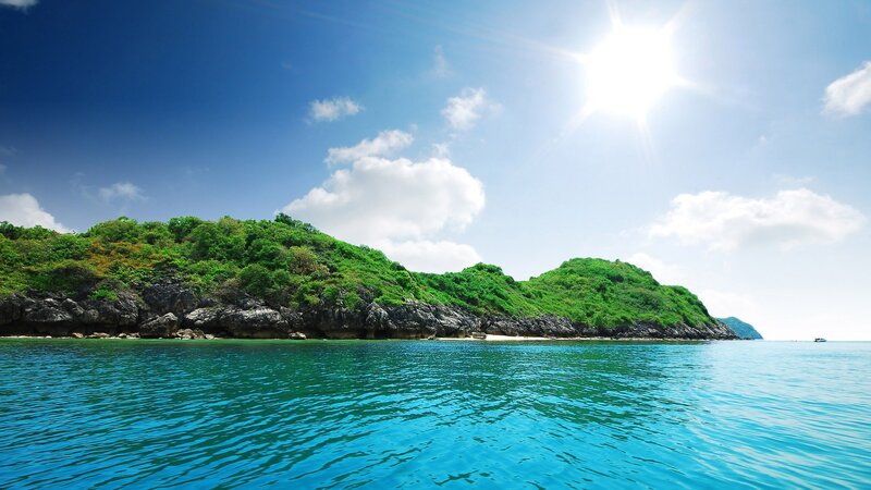 tropical island with clear blue water
