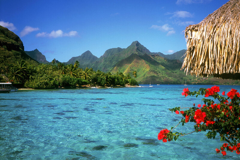 Tropical island with clear blue water