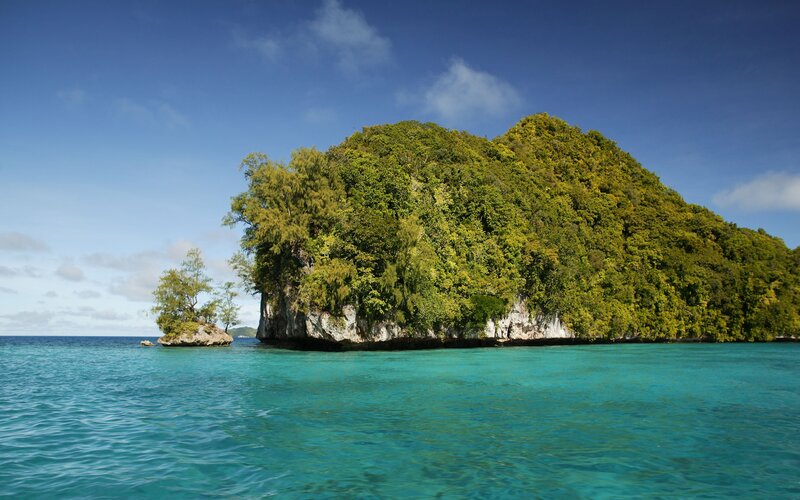Tropical island with clear turquoise water