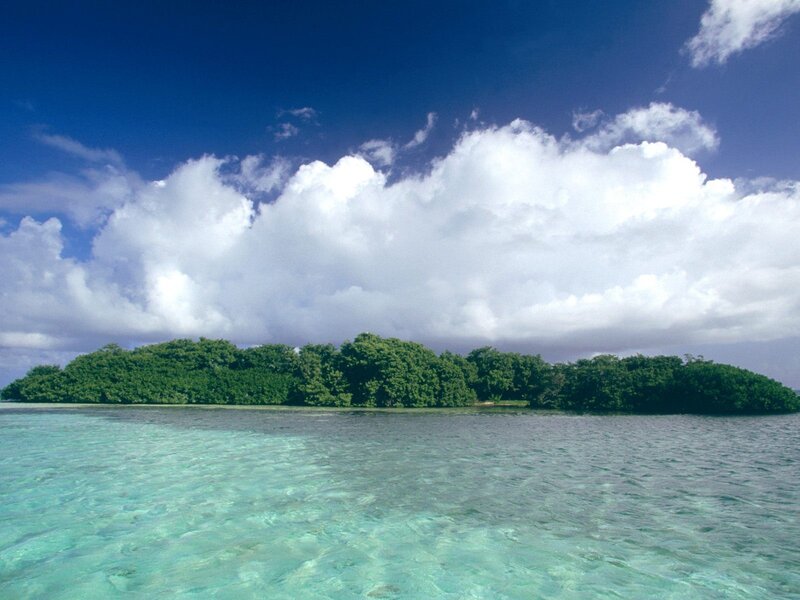 Tropical island with clear water