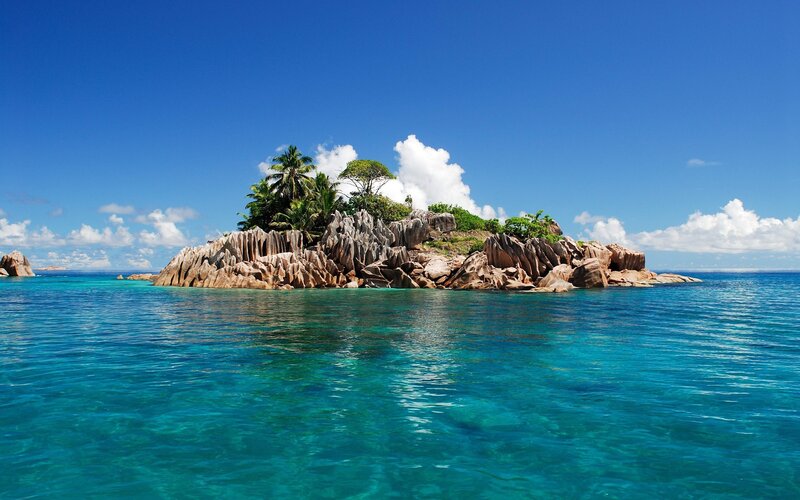 tropical island with clear water