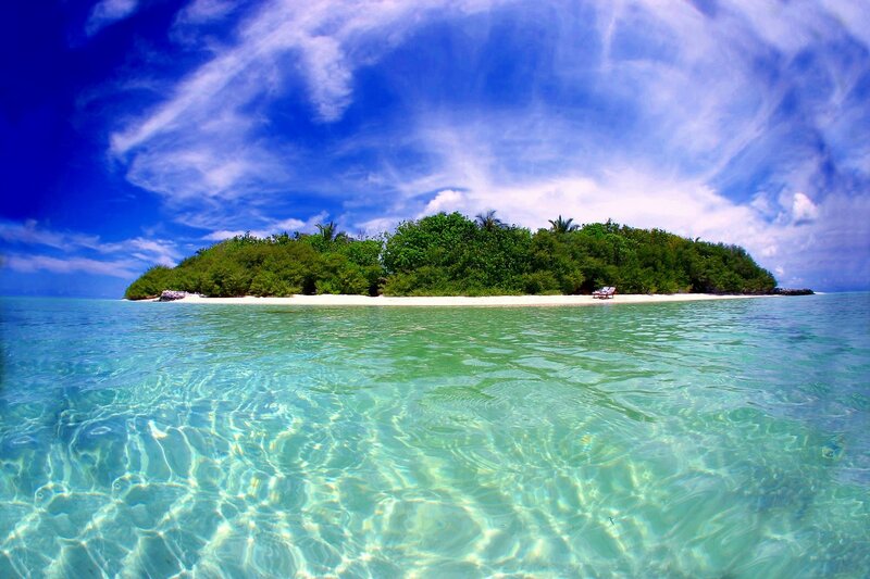 Tropical island with clear water