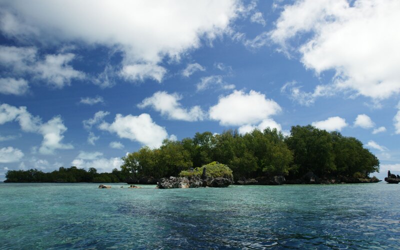 Tropical island with clear water