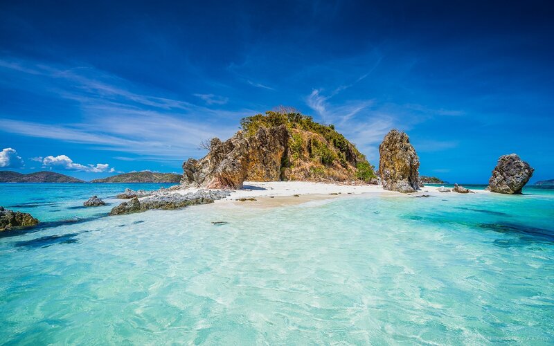 Tropical Island with Clear Water — Blue, Serene
