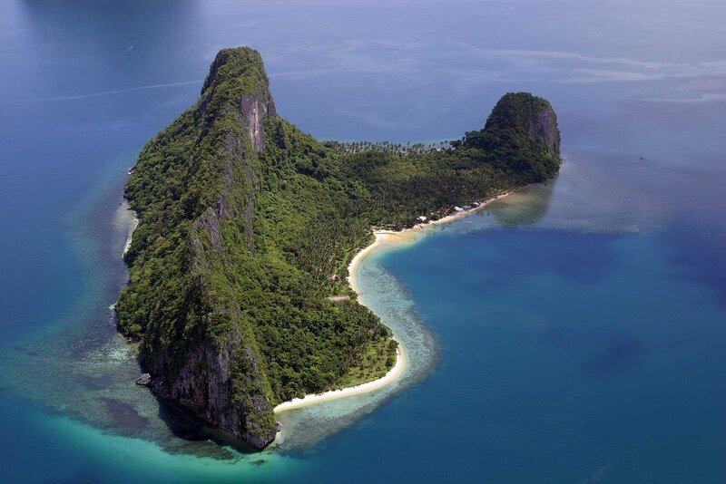 Tropical Island with Cliffs — Blue, Serene, Afternoon, Photograph