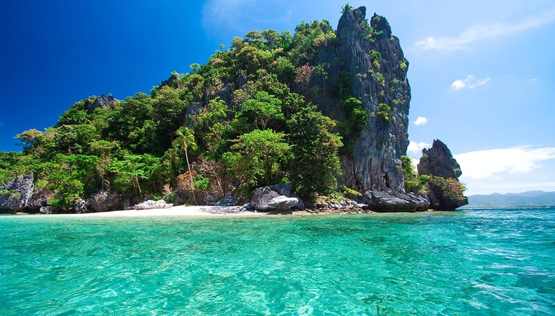 Tropical Island with Cliffs — Blue