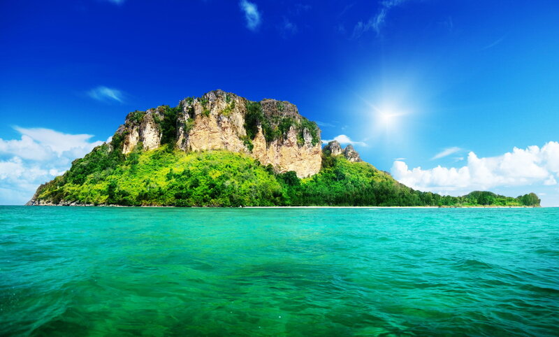 Tropical Island with Cliffs