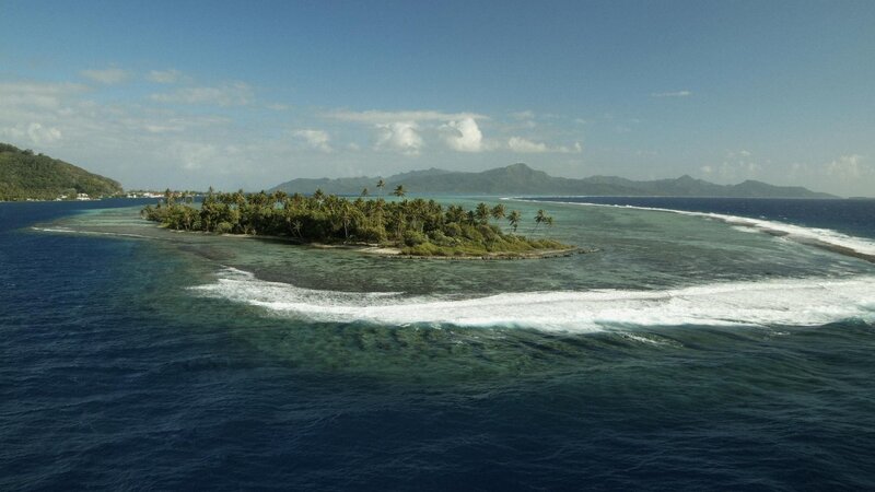 tropical island with coral reef