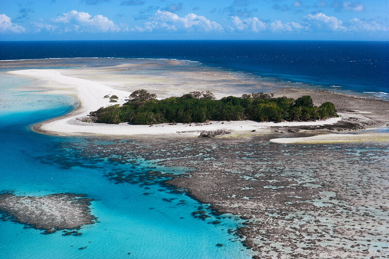 Tropical Island with Coral Reef — Blue