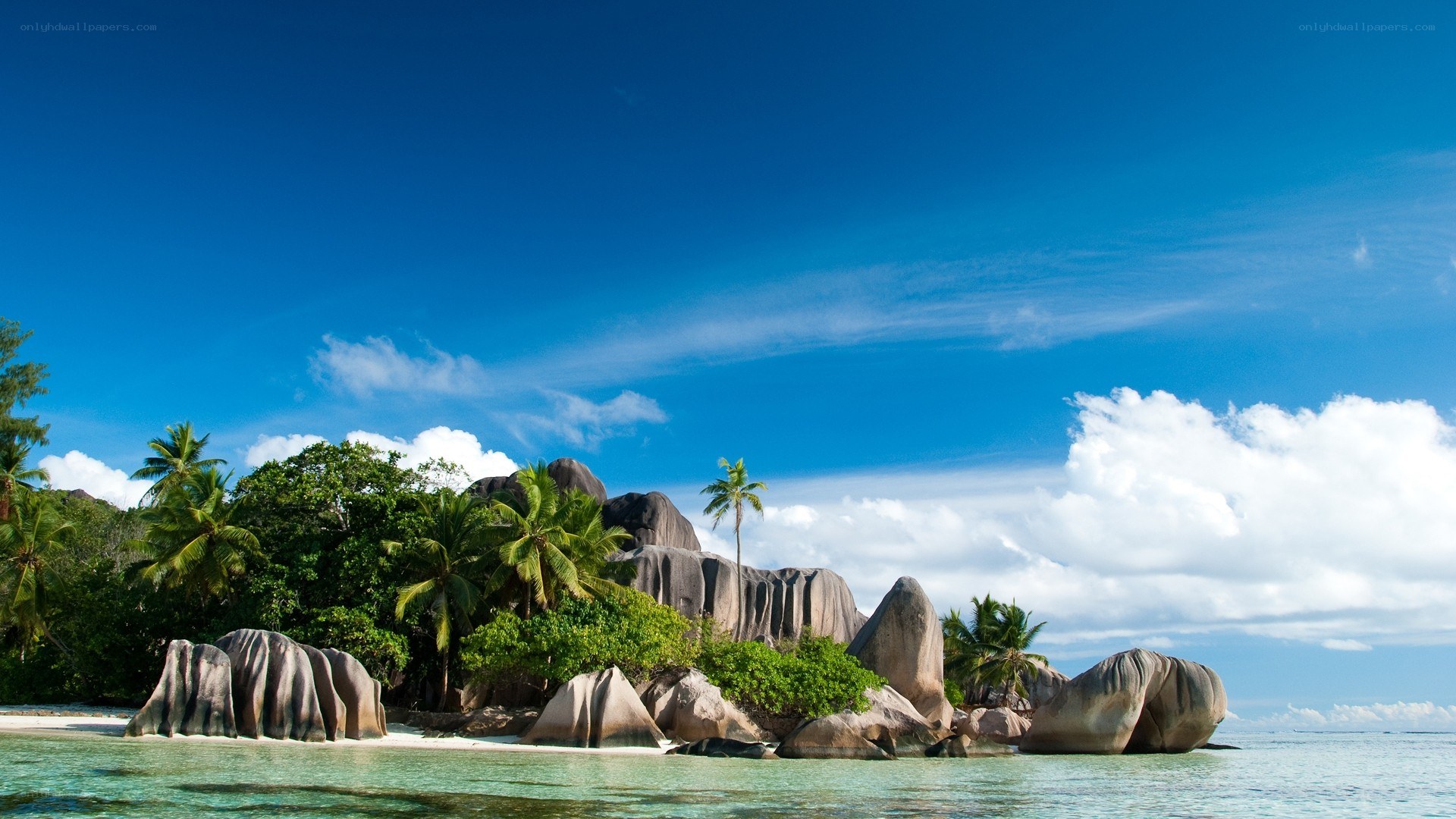tropical island with giant rocks