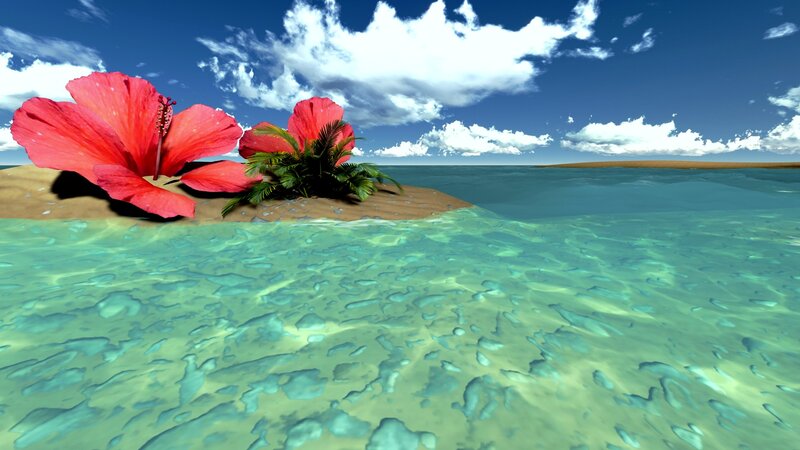 Tropical Island with Hibiscus