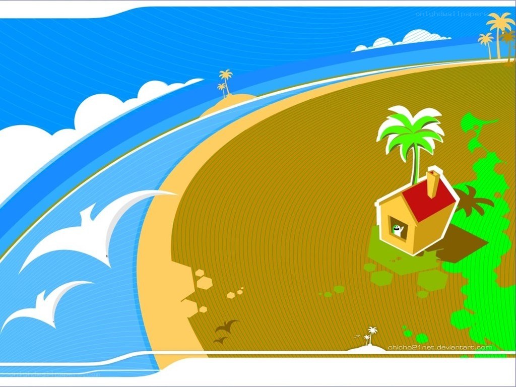 tropical island with house