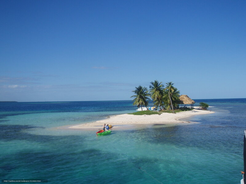 tropical island with kayaks