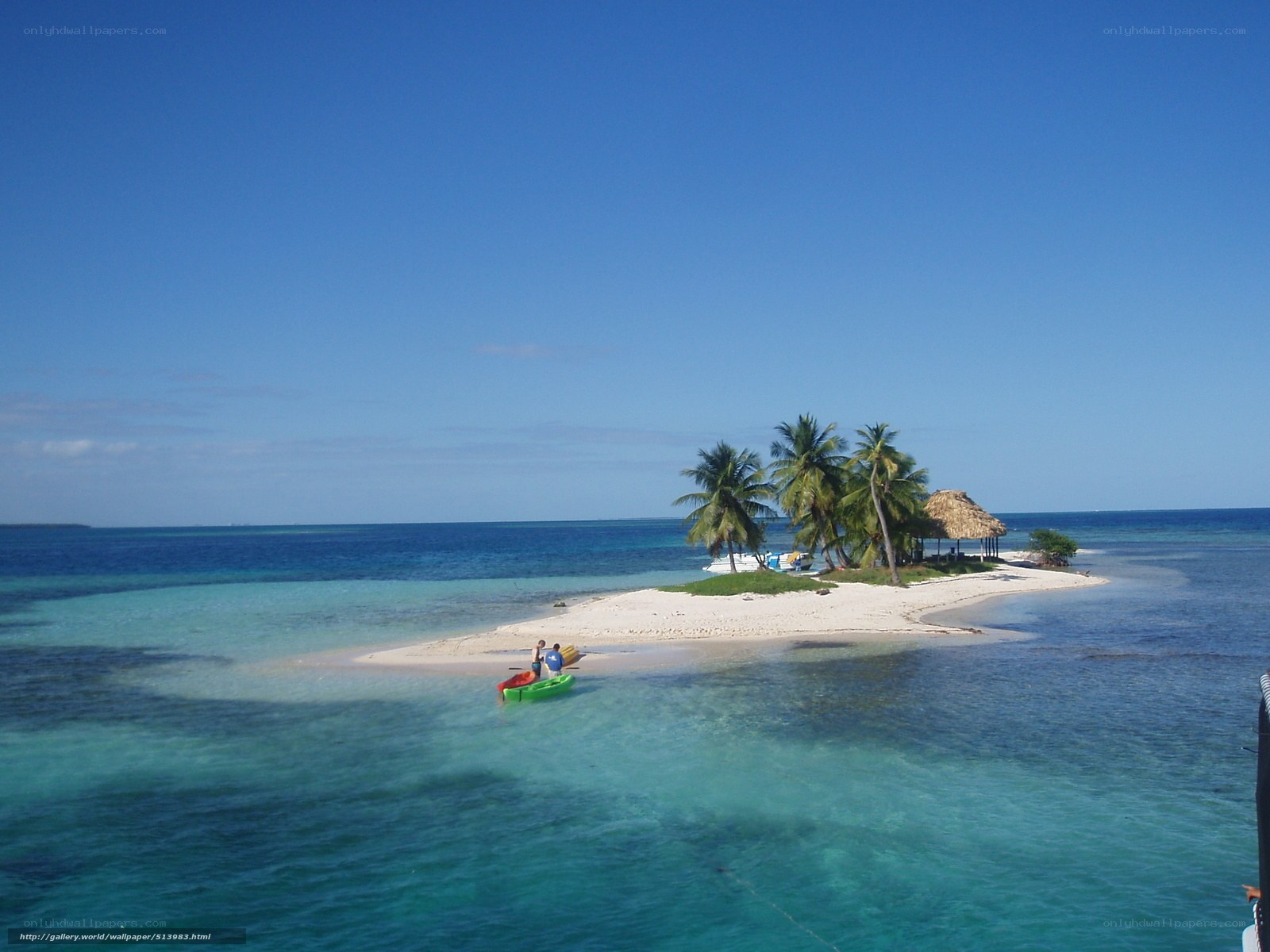 tropical island with kayaks