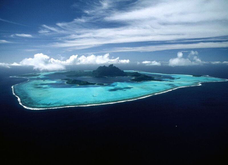 Tropical Island with Lagoon — Blue, Serene, Afternoon, Photograph, Ocean