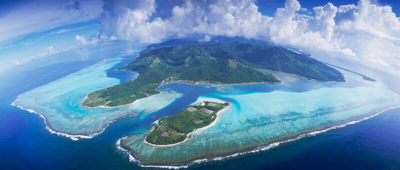Tropical Island with Lagoon — Blue, Serene, Afternoon