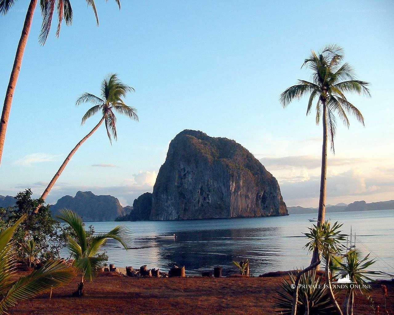 tropical island with limestone cliff