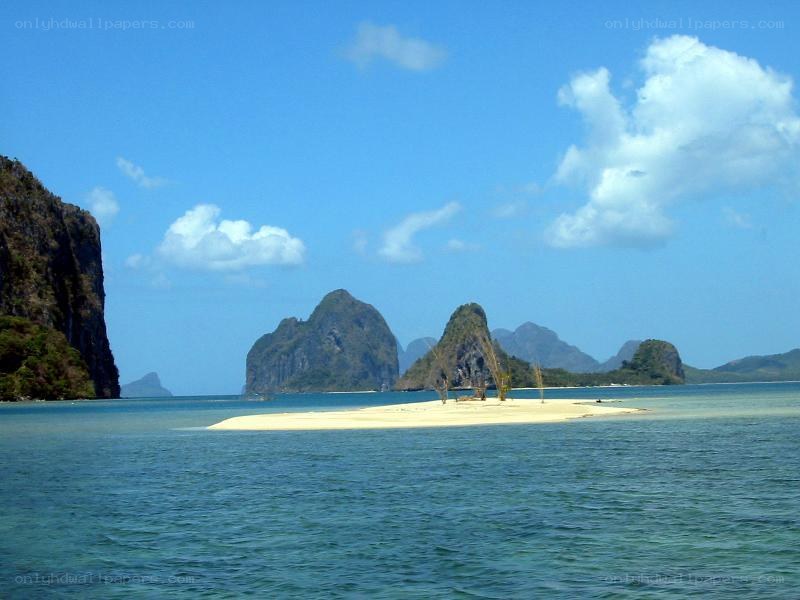 tropical island with limestone cliffs