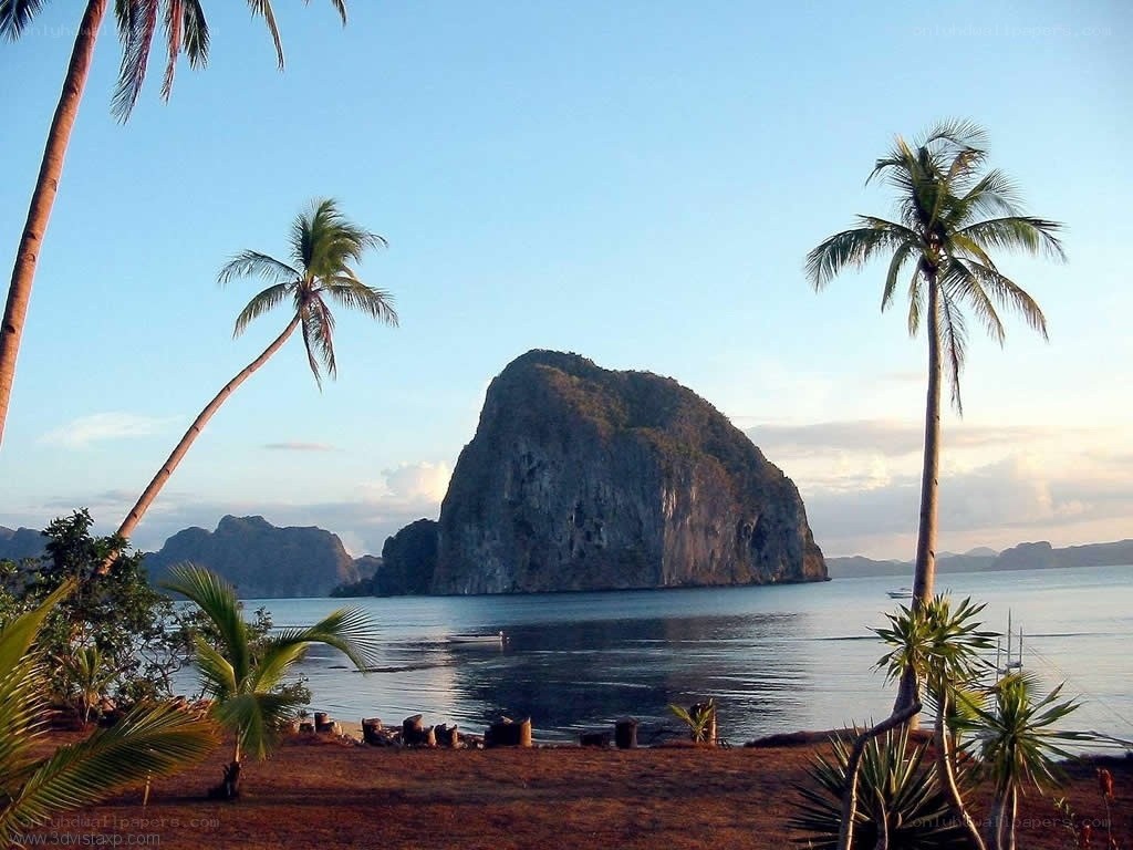 tropical island with limestone karst