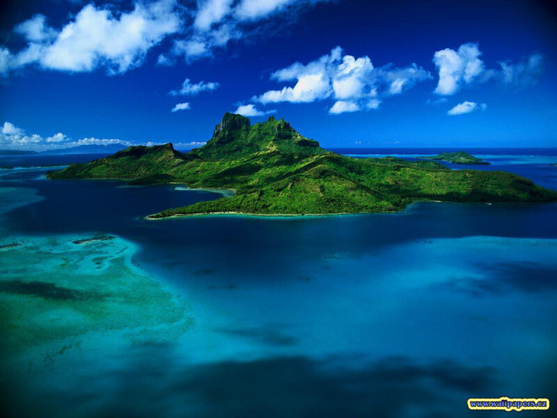tropical island with lush greenery