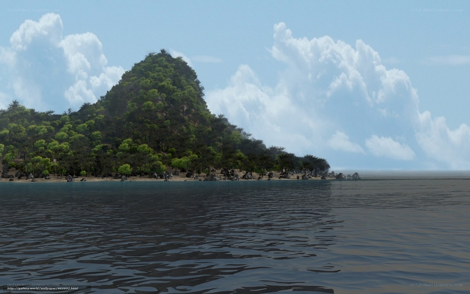 tropical island with lush greenery